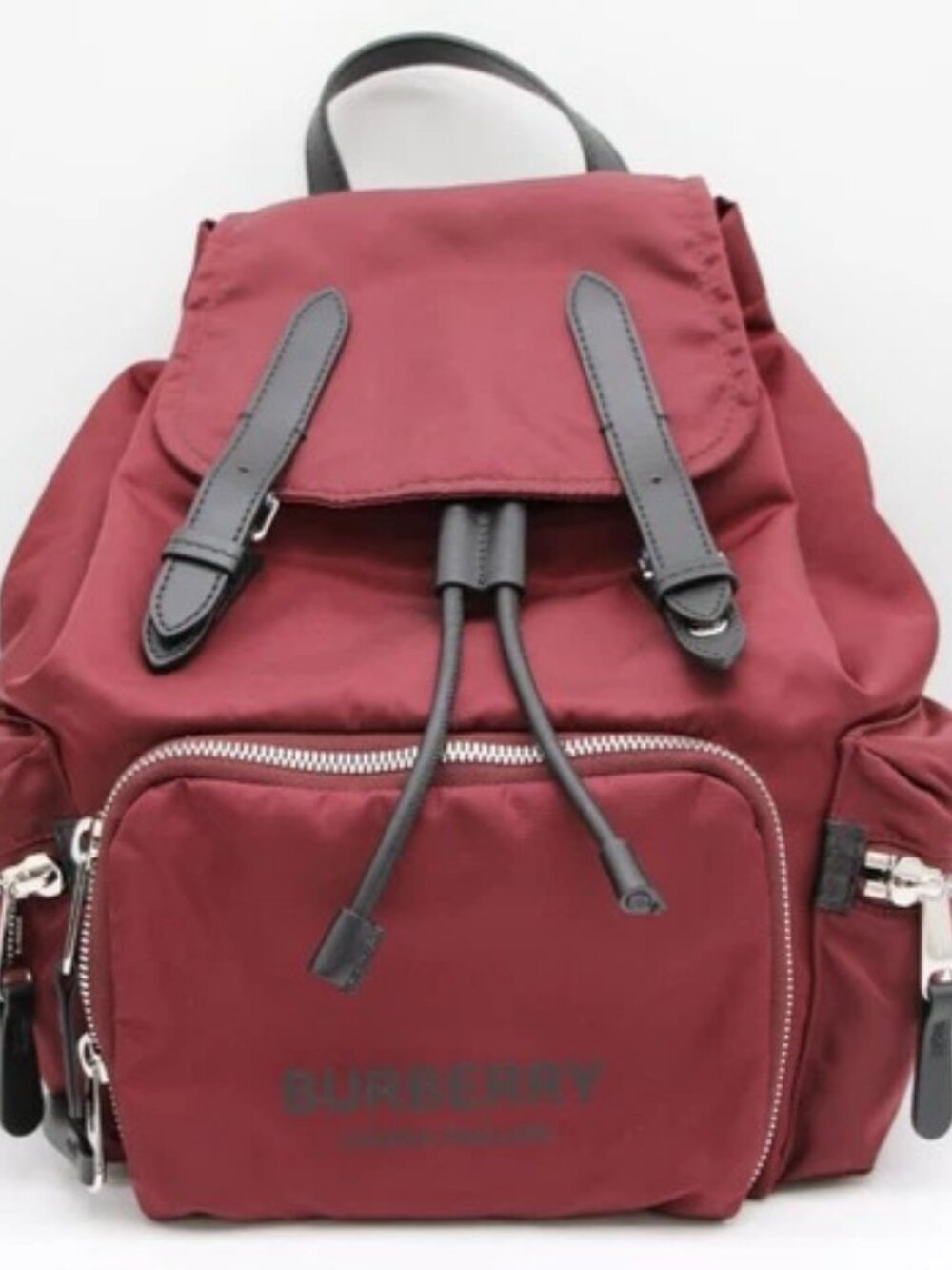 Burberry Medium Burgundy Econyl Nylon Rucksack Bag